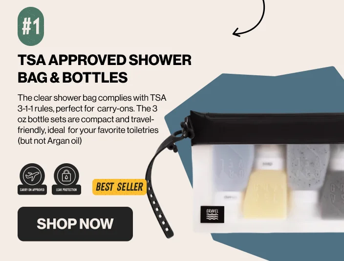 GRAVEL | TSA Approved Shower Bag & Bottles
