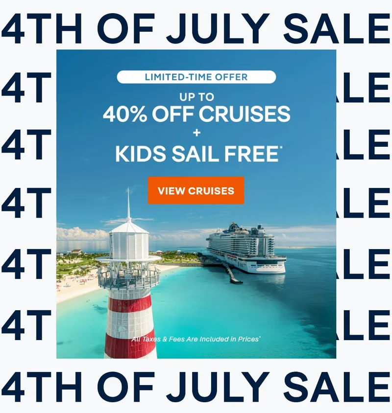Limited Time Offer – Up to 40% Off Cruises + Kids Sail Free* – Click to View Cruises & Book Now – All Taxes & Fees Are Included in Prices* Limited Time Offer – Up to 40% Off Cruises + Kids Sail Free* – Click to View Cruises & Book Now – All Taxes & Fees Are Included in Prices*