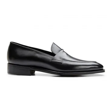 Wandsworth Twisted Saddle Apron Loafer in Black Calf Leather