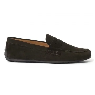 Hunt Driving Moccasin Shoe in Dark Brown Suede