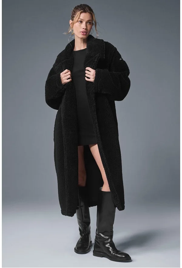 Oversized Sherpa Trench - Black - Black / M