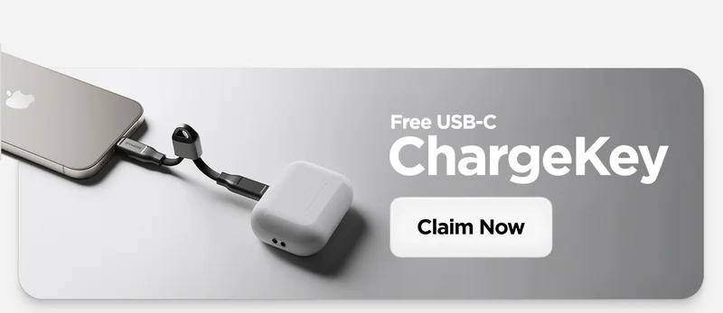 Free USB-C ChargeKey. Claim Now. iPhone charging AirPods with ChargeKey.