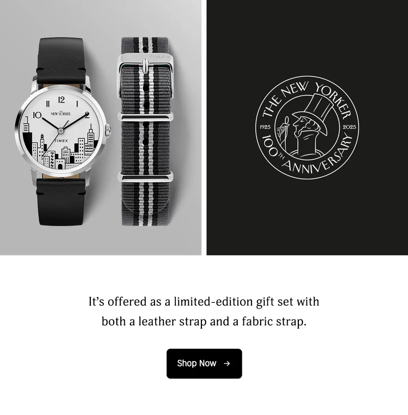 Its offered as a limited-edition gift set with both a leather strap and a fabric strap. | Shop Now