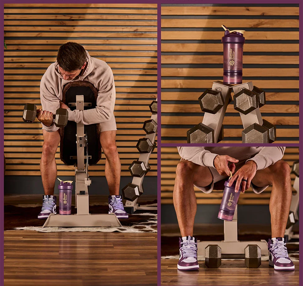 Man lifting weights with Royal Set Prostak Shaker - Shop Now
