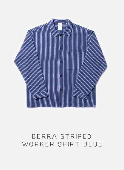 Berra Striped Worker Shirt Blue