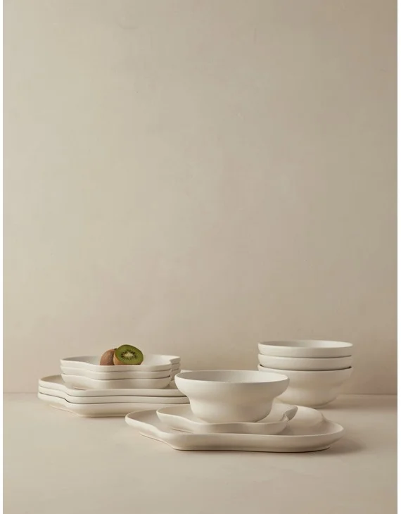 Dew Drop Dinnerware Collection by Lolly Lolly Ceramics - Ivory / 12-Piece Set