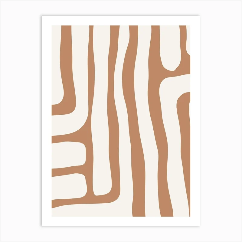 Image of Terracotta Abstract Lines Art Print