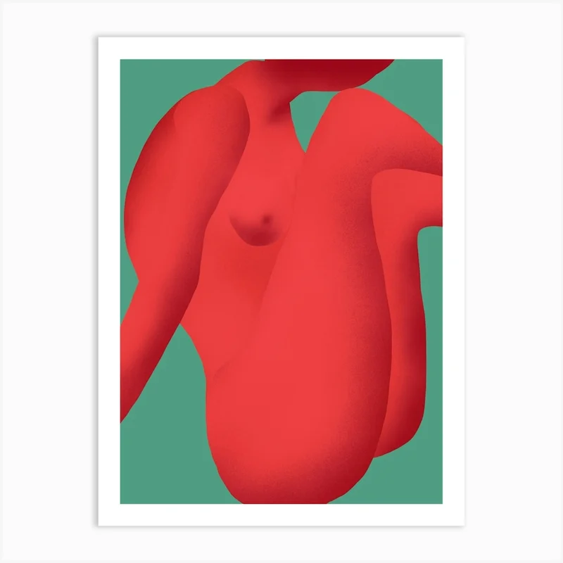 Image of Red Nude curled Art Print