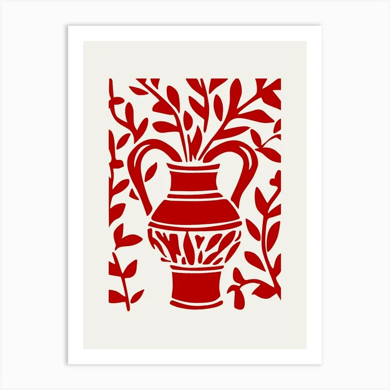 Image of Abstract Red Flower Art Print