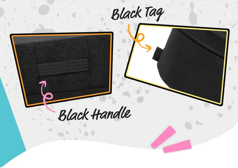 Two images showcasing Catwalk's unique features: an all black handle and all black tag