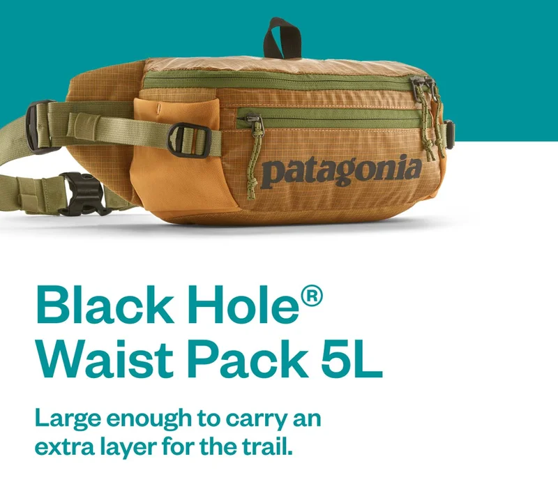 Black Hole Waist Pack 5 liter. Large enough to carry an extra layer for the trail.