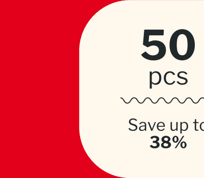 50 pcs | Save up to 38%