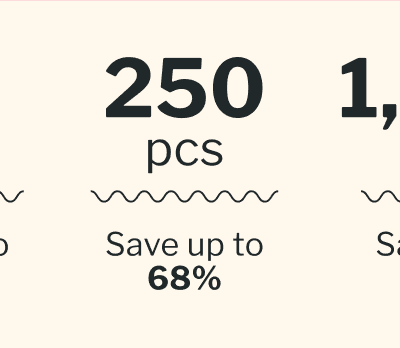 250 pcs | Save up to 68%