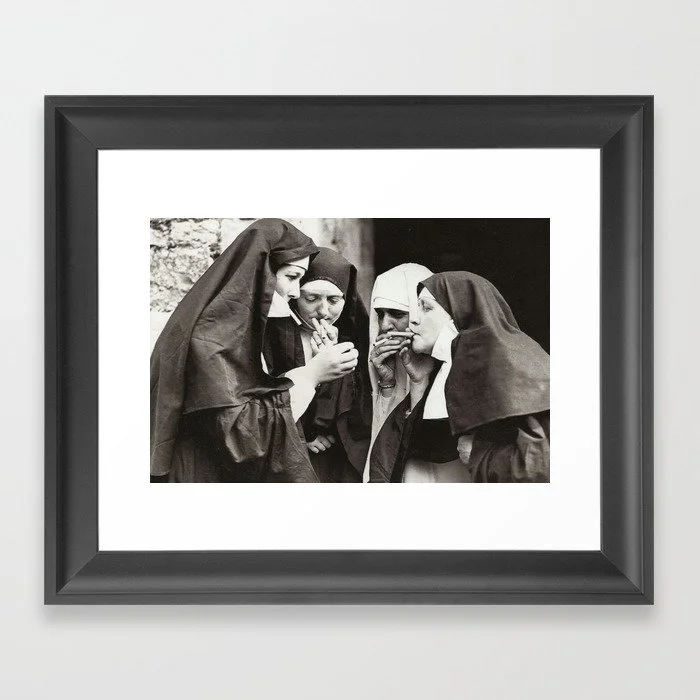 Nuns Smoking Framed Art Print Framed Art Print