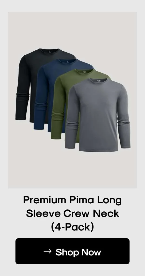 Pima Long Sleeve Crew Neck (4‑Pack)