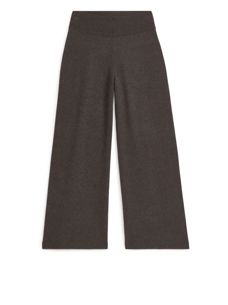 Wide Cashmere Trousers Brown
