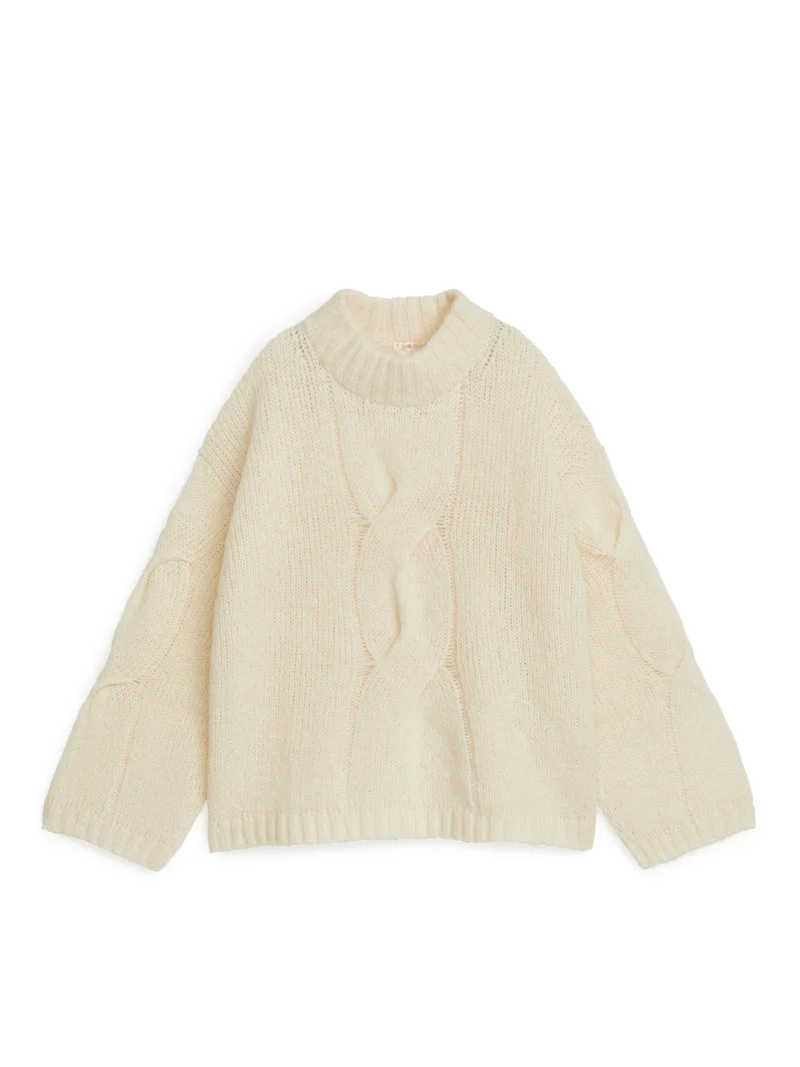 Cable-Knit Alpaca Jumper Off-white