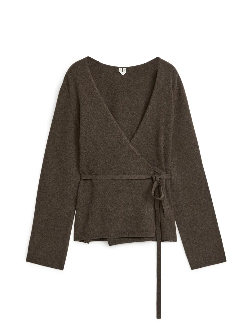 Cashmere Wrap Cardigan Brown
