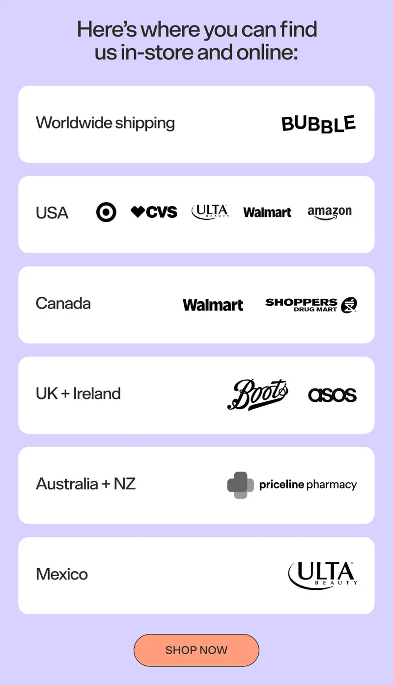 Here's where you can find us in-store and online