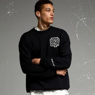 Image of the Collegiate Crewneck Sweatshirt in True Black