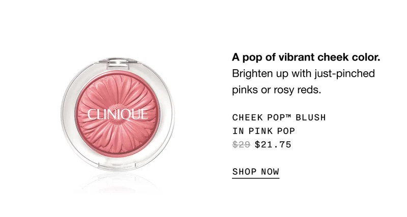 A pop of vibrant cheek color. Brighten up with just-pinched pinks or rosy reds. | Cheek Pop™ Blush in Pink Pop $21.75