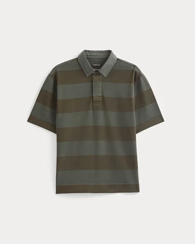 Image | Vintage Rugby Polo | Overdye Olive Night