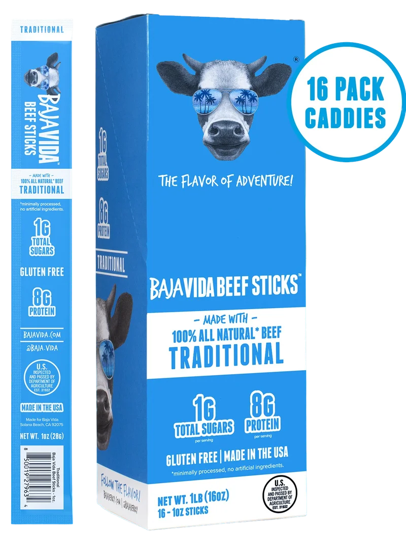 Image of Baja Vida 100% All-Natural Beef Sticks - Traditional (16 Sticks)