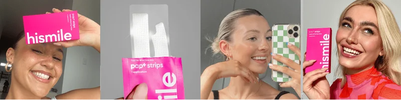 Customers holding PAP+ whitening strips.