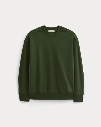 Image | Twill Terry Jacquard Crew Sweatshirt | Dark Forest