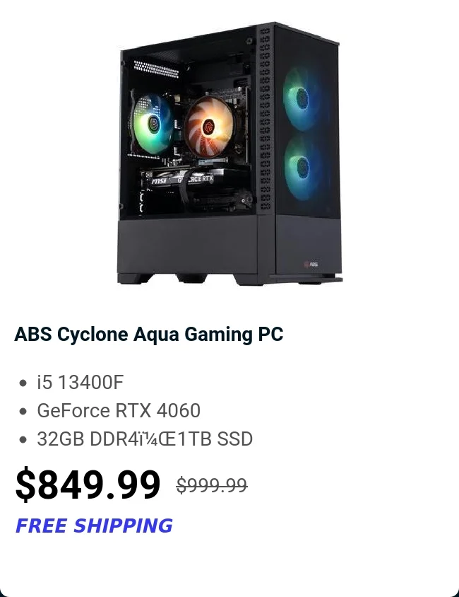 ABS Cyclone Aqua Gaming PC