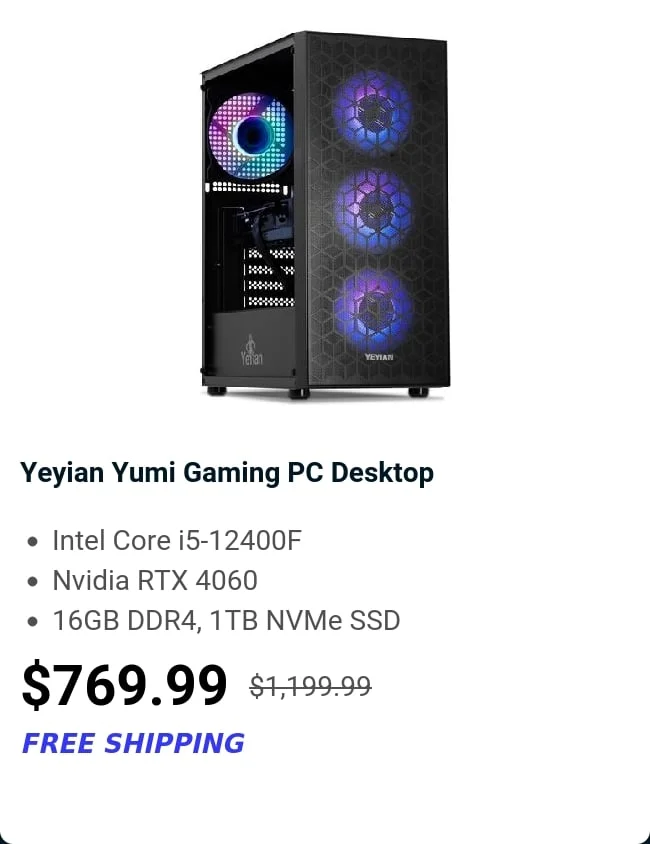 Yeyian Yumi Gaming PC Desktop