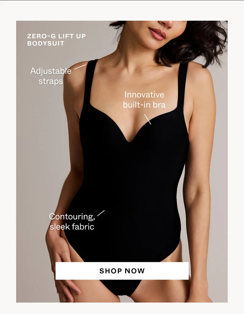 Adjustable straps. Innovative built-in bra. Contouring, sleek fabric.