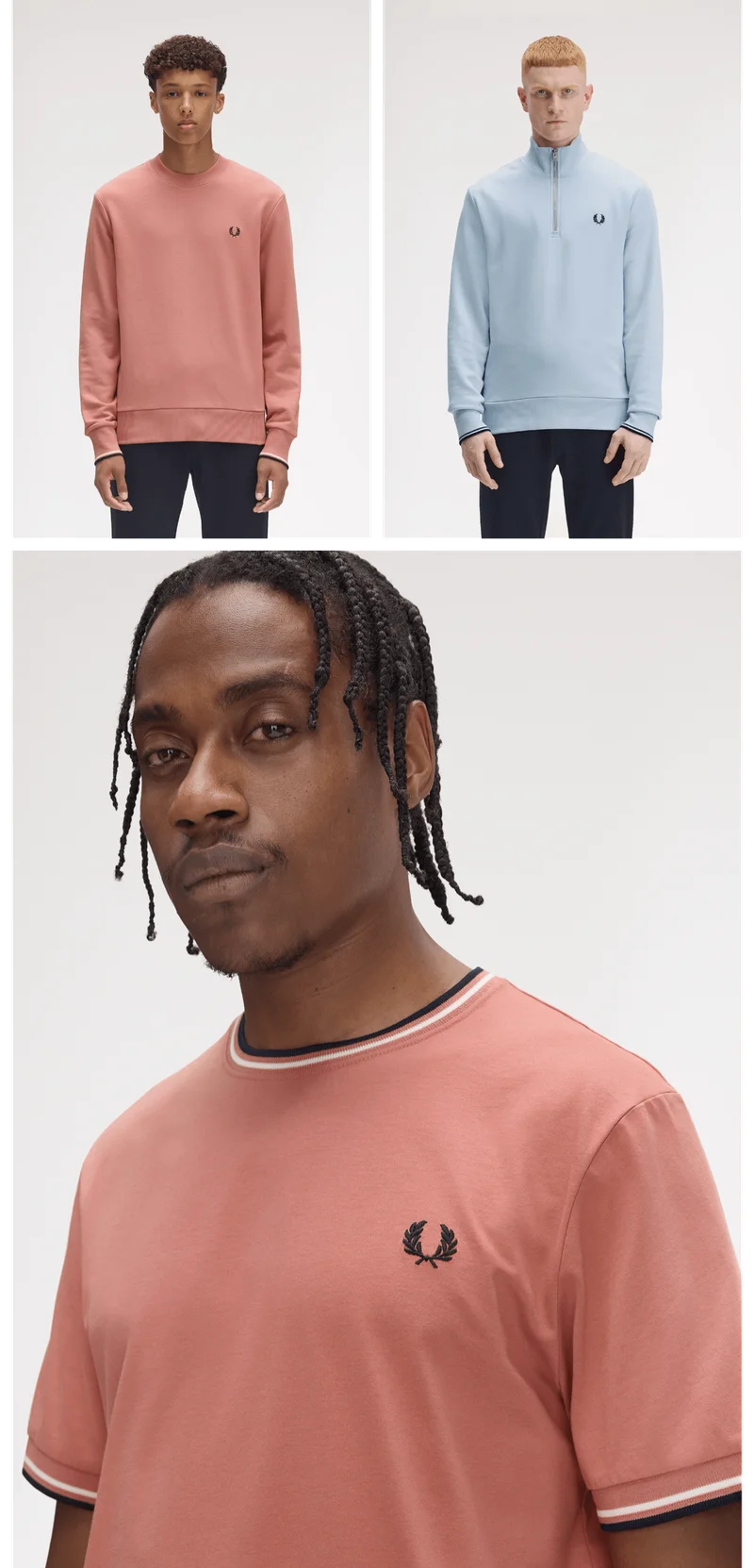 Fred Perry Putty Pink and Light Smoke Baseline