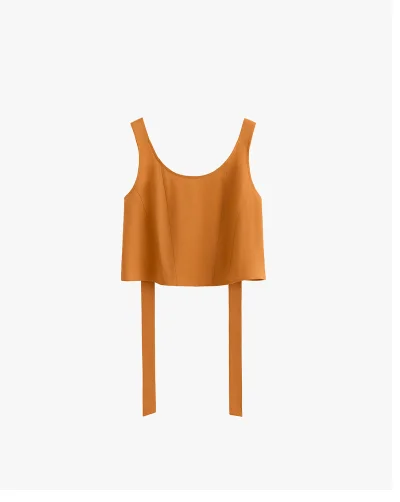 Linen Cropped Tank Saffron
