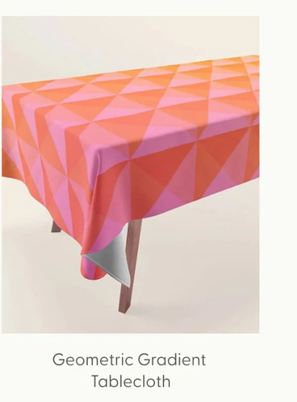 Geometric Gradient in Pink and Orange Tablecloth