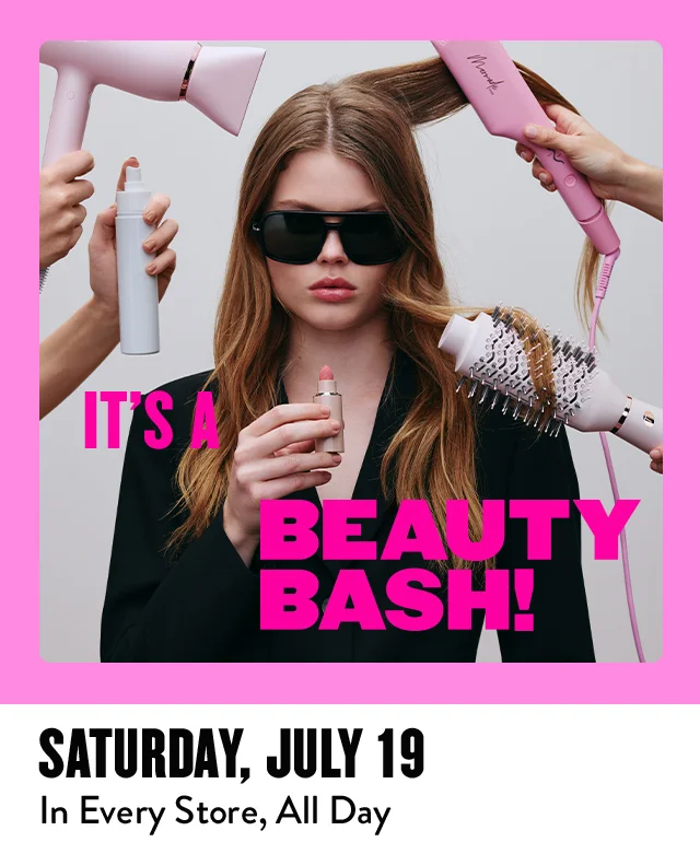 It's a Beauty Bash; a woman having her hair styled.
