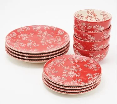 Temp-tations Floral Lace 12-Piece Essential Dinnerware Set