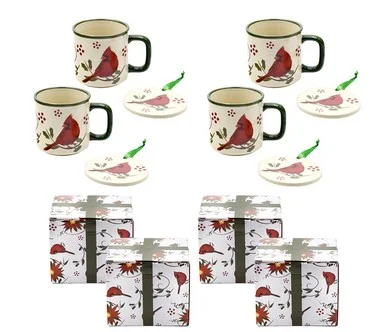 Temp-tations Set of (4) 16-oz Mugs w/ Ornament Lid-it & Gift Boxes