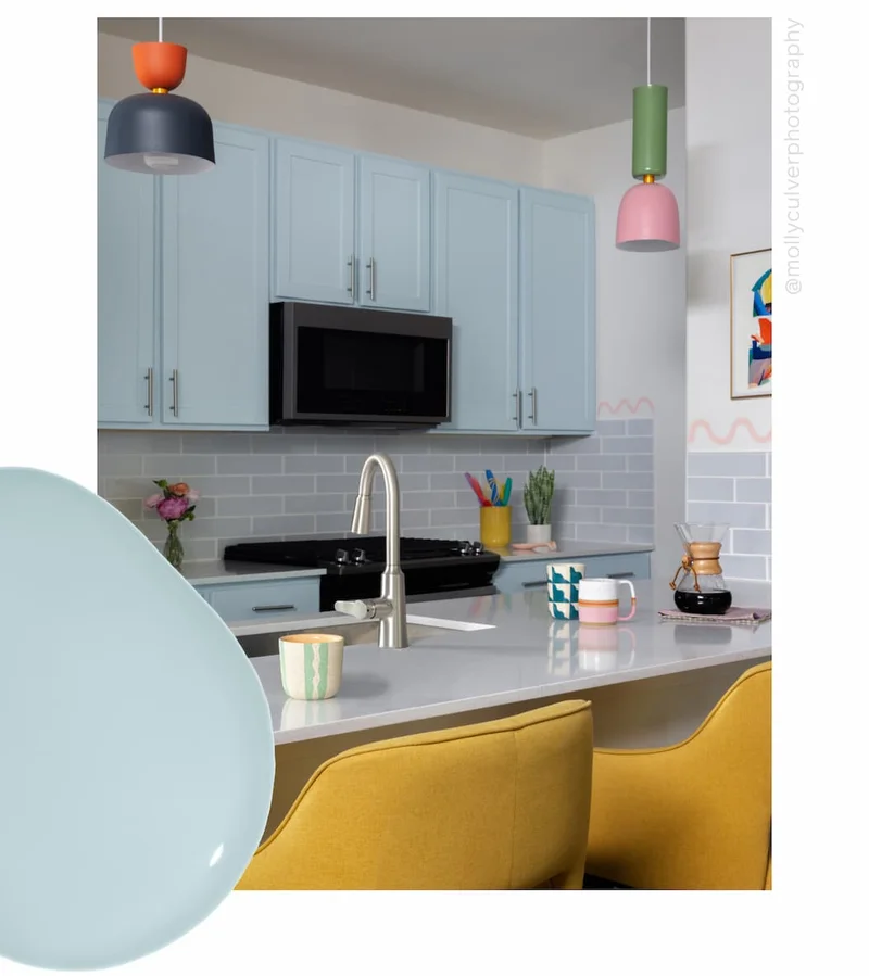 Kitchen featuring Nairobi Blue cabinets