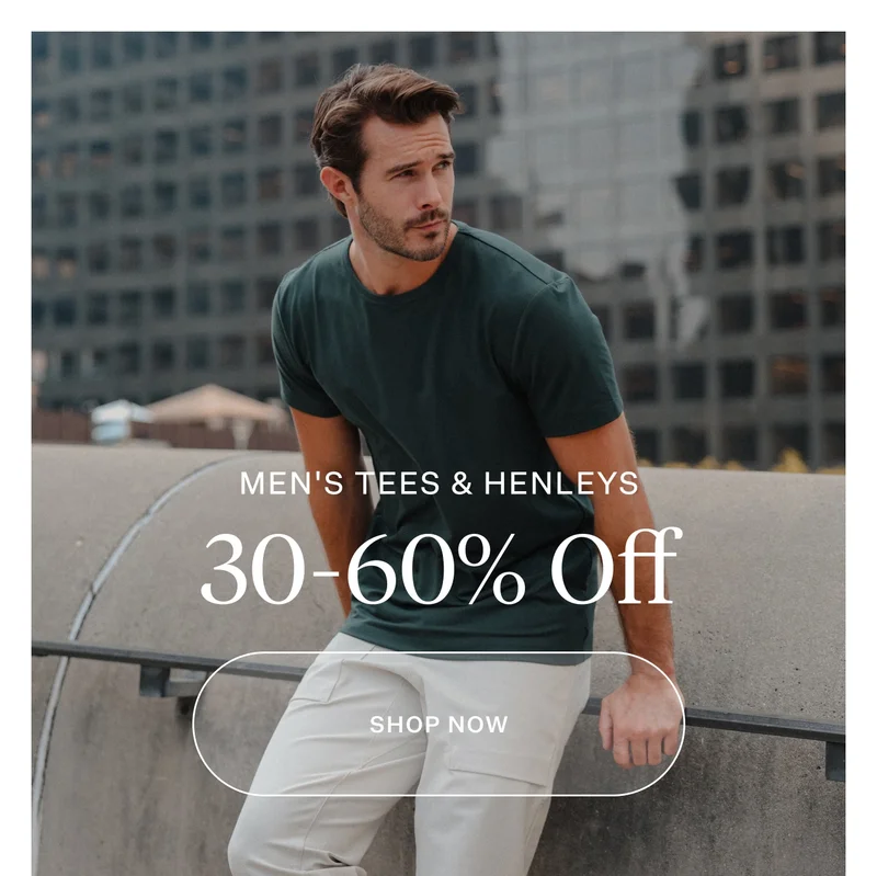 Shop Men's Tees & Henleys 30-60% Off Sitewide