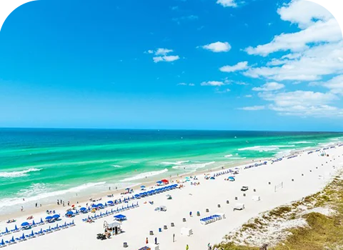 Miles of sandy beaches await in Panama City Beach, Florida.
