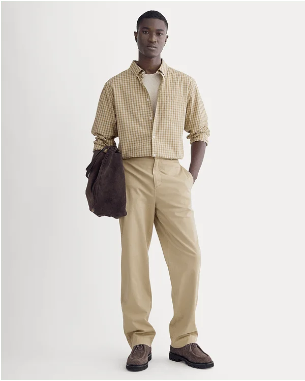 Image | Washed Poplin Shirt | Aged Brass Plaid