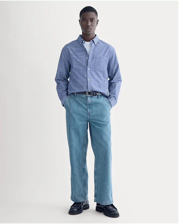 Image | Washed Poplin Shirt | Mazarine Blue / Optic White