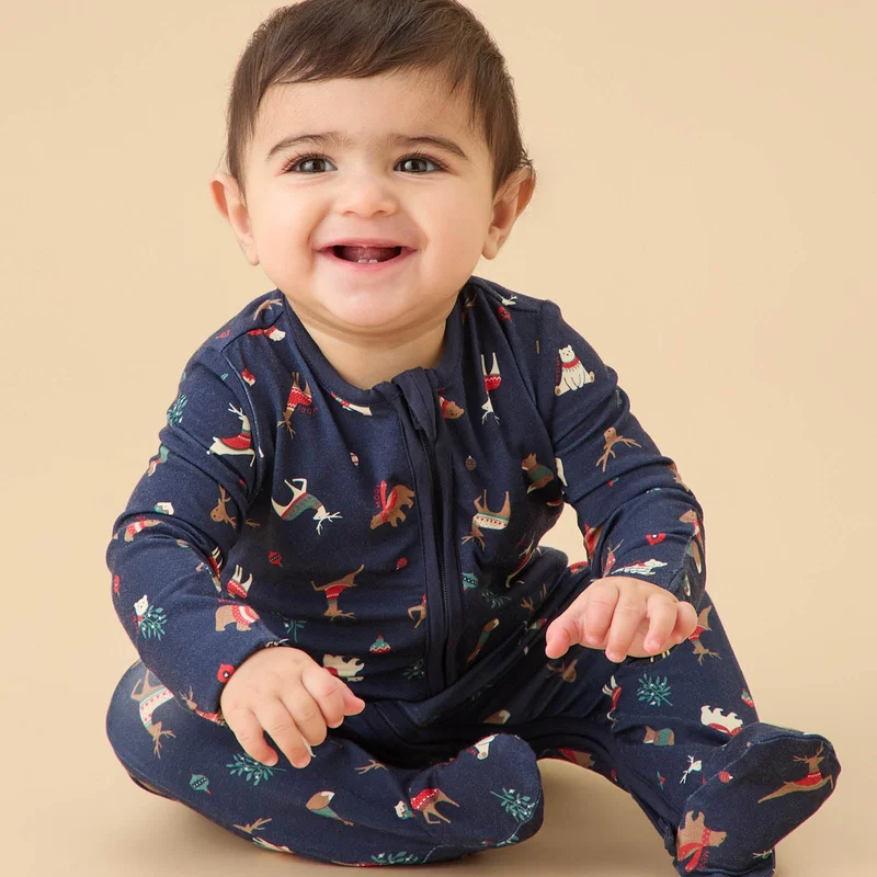 Image of Winter Wonderland Clever Zip Baby Pajamas