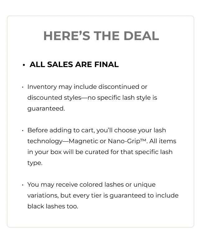 Here's The Deal: ALL SALES ARE FINAL.
