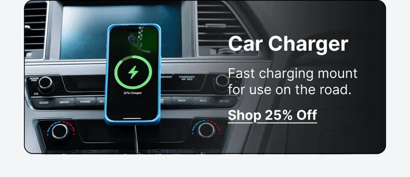 Car Charger Fast charging mount for use on the road.