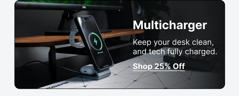 Multicharger Keep your desk clean, and tech fully charged.