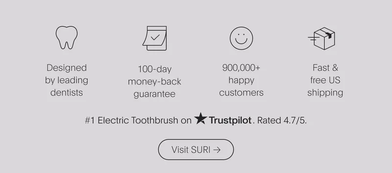 designed by leading dentists | 100-day money-back guarantee | 900,000+ happy customers | fast & free us shipping - visit suri