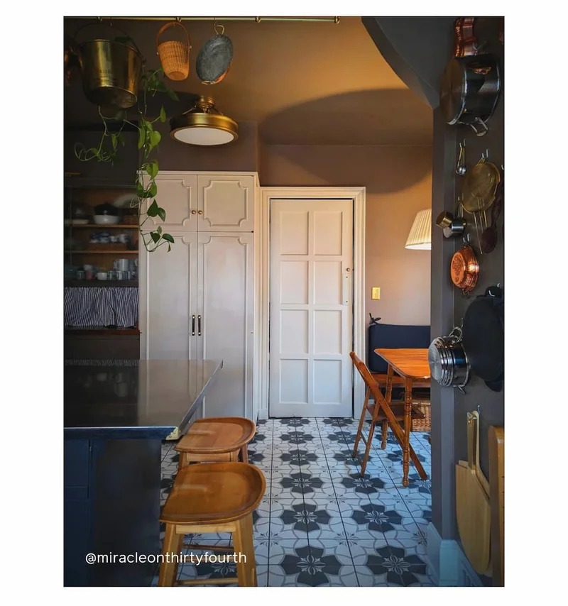 Kitchen featuring Dirty Chai on the walls and Flatiron on the trim and doors