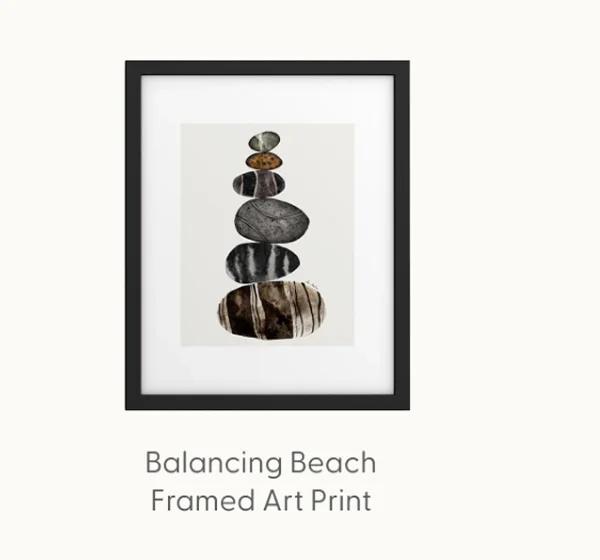 balancing beach pebbles Art Print